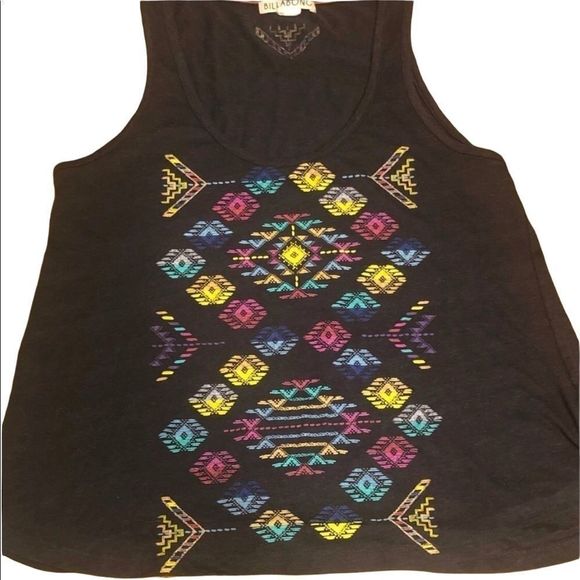 Billabong Navy Tribal Print Tank Top Size Small - Picture 2 of 8